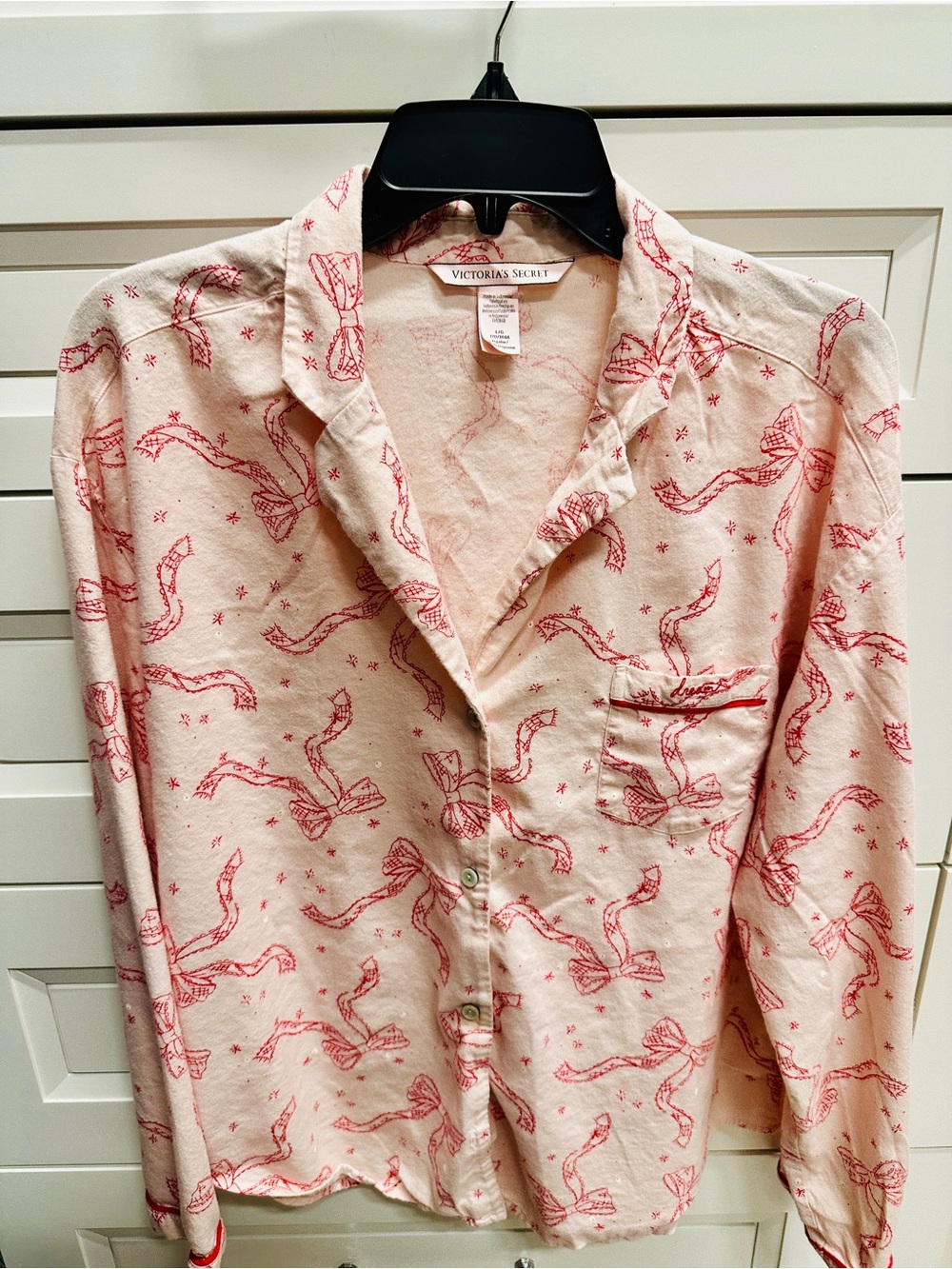 Victoria's Secret Pink Long-Sleeve Bow-Print Pajama Set